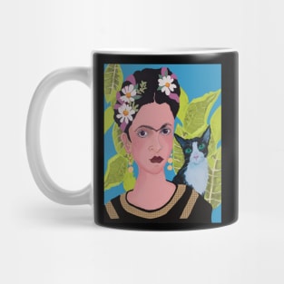 Frida with Tuxedo Cat Mug